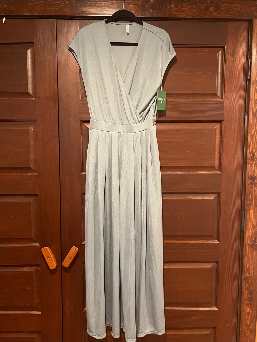 HALARA Pale Blue Wrap-Style Wide leg romper